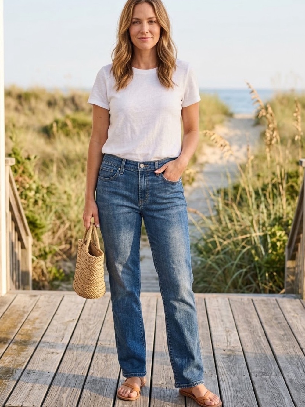 Leviโs 505 Straight Leg Jeans Mid Rise Medium Wash Blue Denim W27 L28 Short